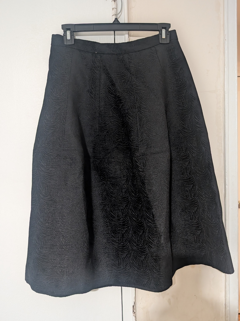Textured Black A-Line Skirt